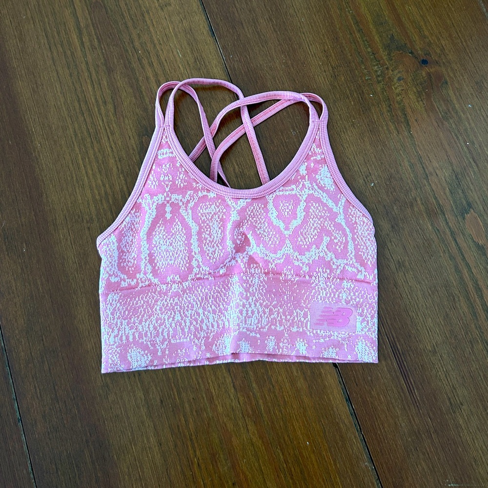 SMALL PINK SNAKE PRINT BUILT IN BRA CROP TOP!!
